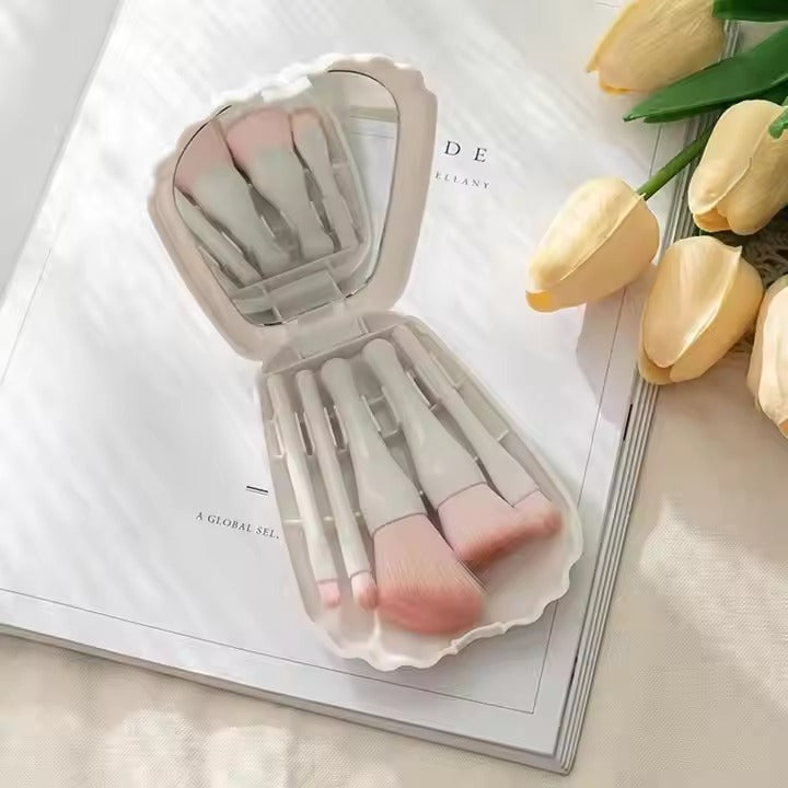 Shells Makeup Brushes 5pcs Mini Makeup Kit, Travel Set, Foundation Brush Eyeshadow Brush