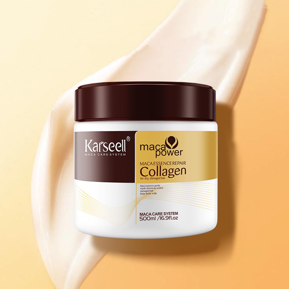 Karseell Collagen Hair Treatment Mask - Deep Repair Conditioning Argan Oil Collagen Hair Mask Essence For Dry Damaged & All Hair Types - 500ml