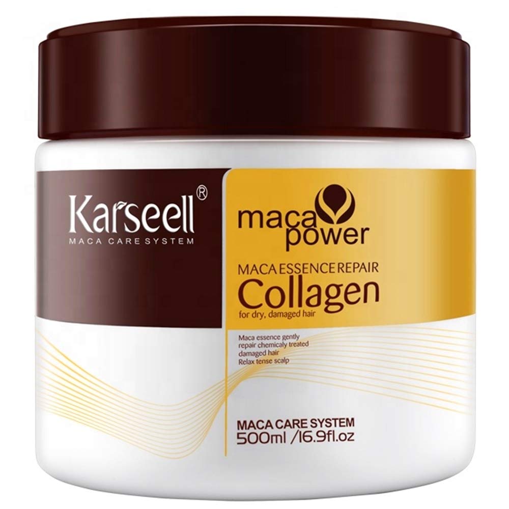 Karseell Collagen Hair Treatment Mask - Deep Repair Conditioning Argan Oil Collagen Hair Mask Essence For Dry Damaged & All Hair Types - 500ml