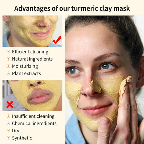 Turmeric Face mask Brightening Clay Mask Organic Mud Anti-acne Moisturizing Clay Facial mask Beauty Care for all Skin